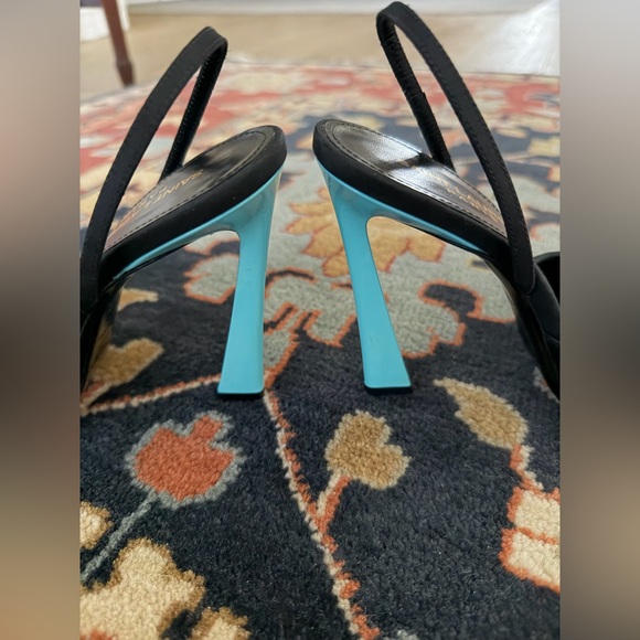 Saint Laurent Tom Slingback Pump in Nero & Heavenly Blue - Picture 5 of 12